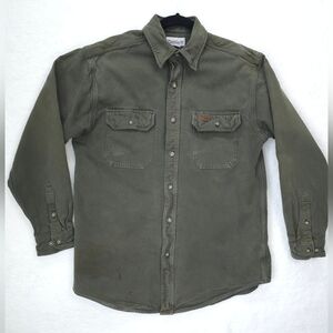 Carhartt Work Shirt Mens Green Heavyweight Cotton Shacket Flannel Sz Medium READ